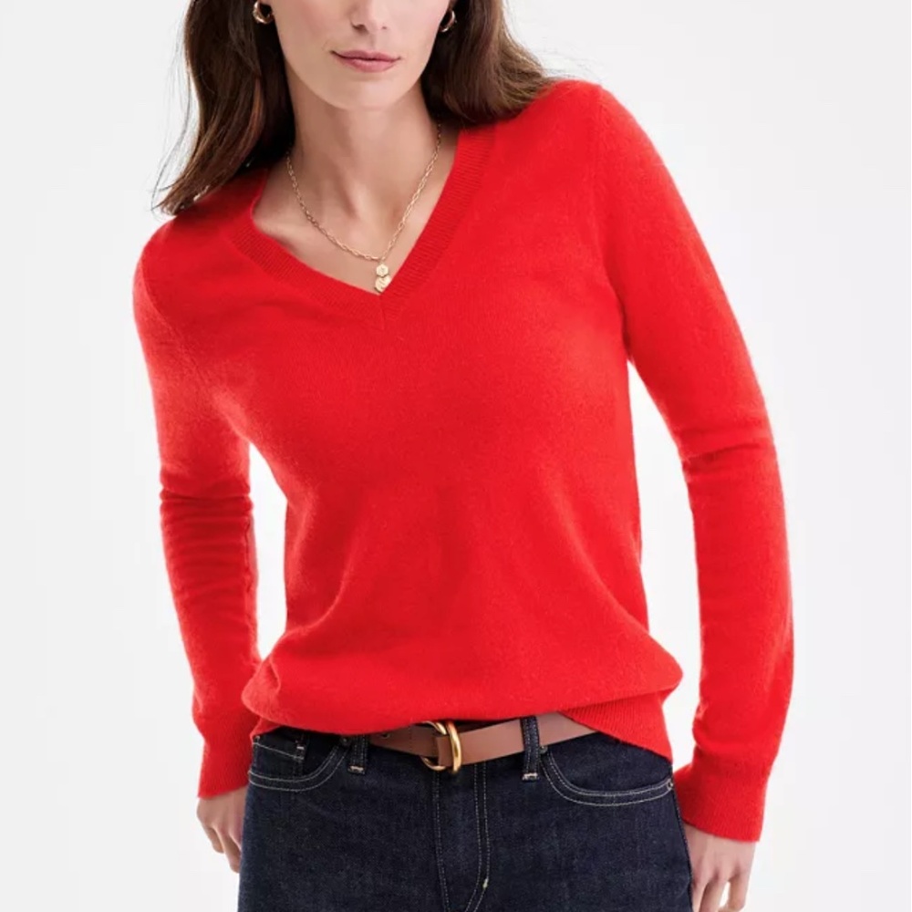 Charter Club 100% Cashmere Women's V-Neck Long-Sleeve Sweater XL NWT in RED
